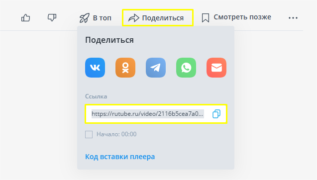 Вставьте ссылку из поля «Поделиться»